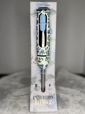 Dwell Studio Immersion Blender 2-Speed Blue Hydrangea Floral Immersion Blender